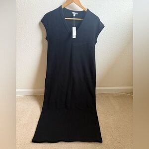 James Perse V-Neck Black Wool Blend Dress, Size 1, NWT